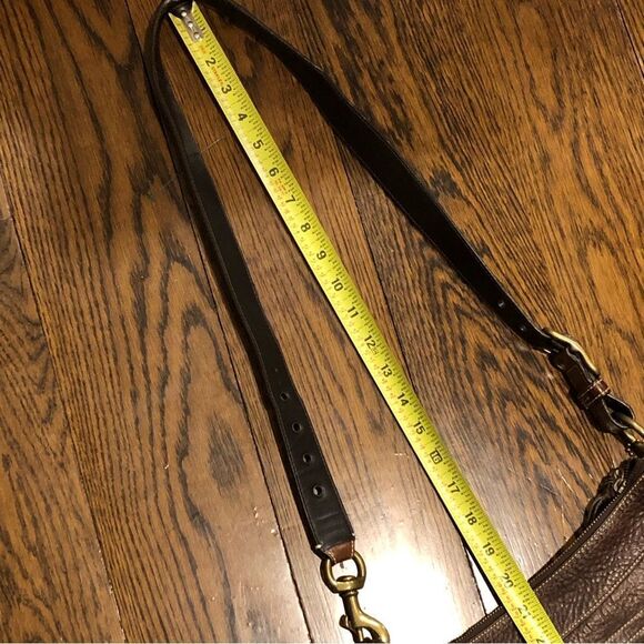 COACH Brown Tumbled Leather Crossbody Tote Shoulder Bag Exterior Zipper Pocket - Picture 10 of 16